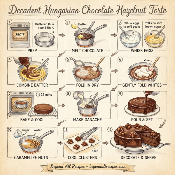 Decadent Hungarian Chocolate Hazelnut Torte instructions