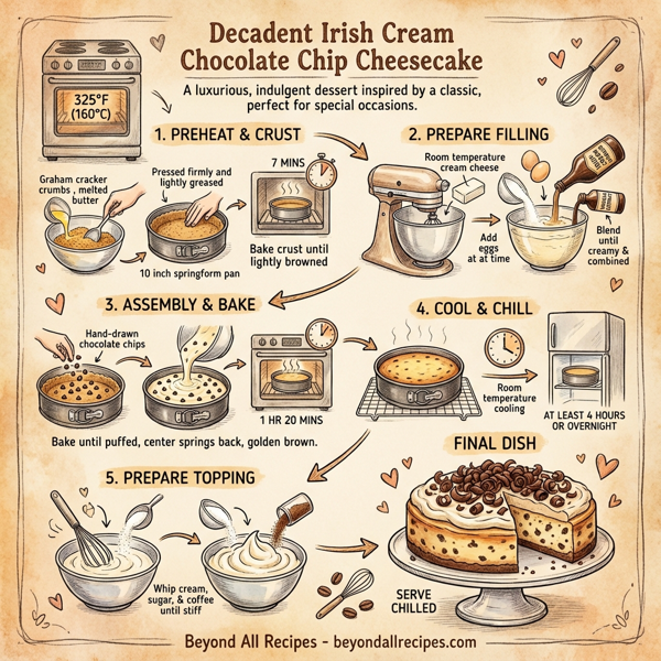 Decadent Irish Cream Chocolate Chip Cheesecake instructions