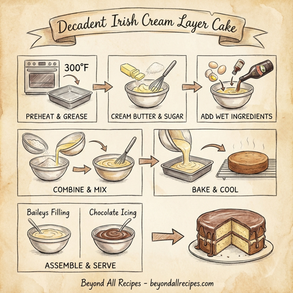 Decadent Irish Cream Layer Cake instructions