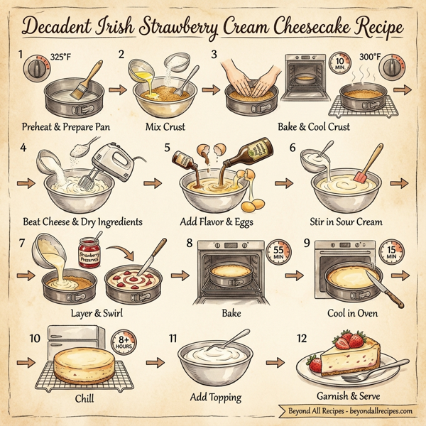 Decadent Irish Strawberry Cream Cheesecake instructions