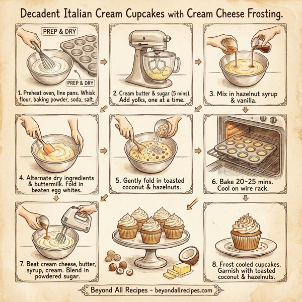 Decadent Italian Cream Cupcakes with Cream Cheese Frosting instructions