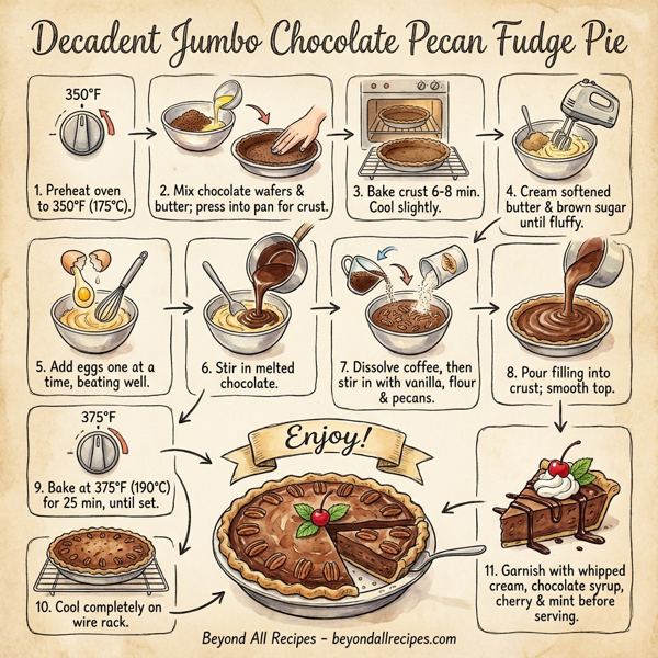Decadent Jumbo Chocolate Pecan Fudge Pie instructions