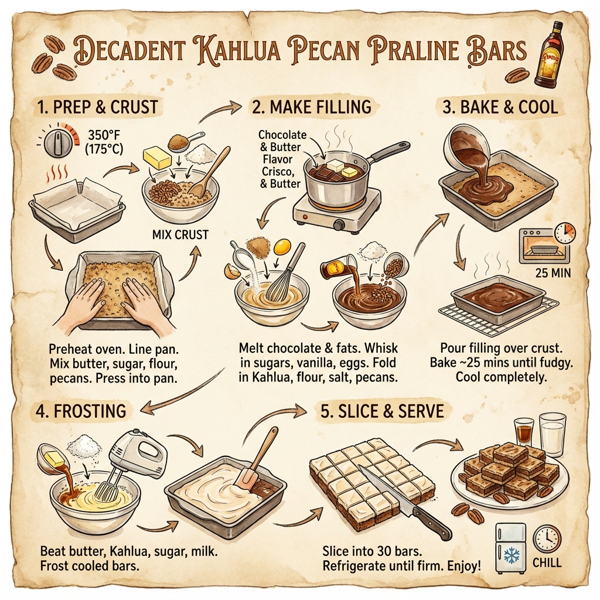 Decadent Kahlua Pecan Praline Bars instructions