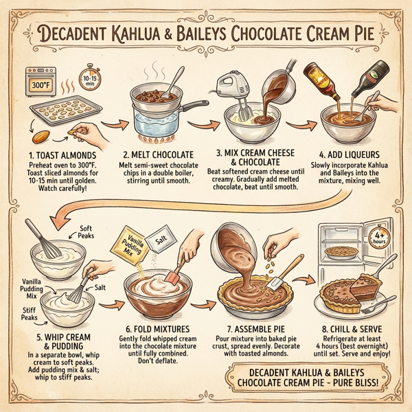 Decadent Kahlua & Baileys Chocolate Cream Pie instructions