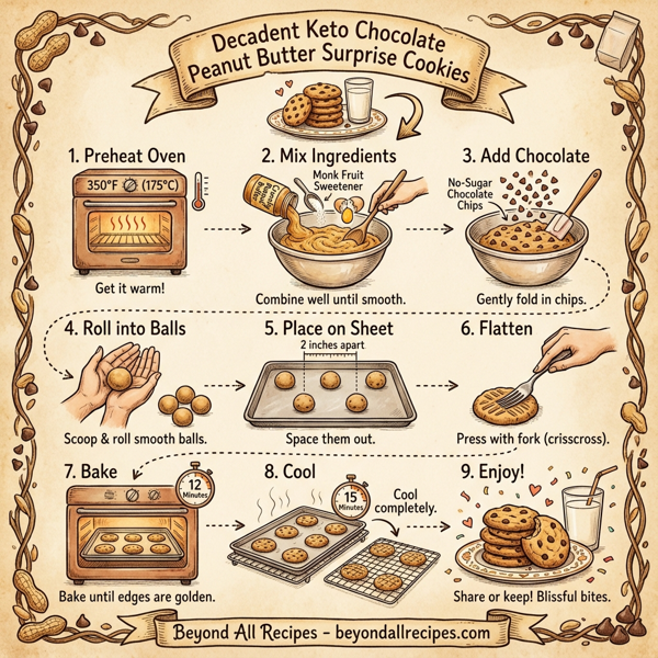 Decadent Keto Chocolate Peanut Butter Surprise Cookies instructions
