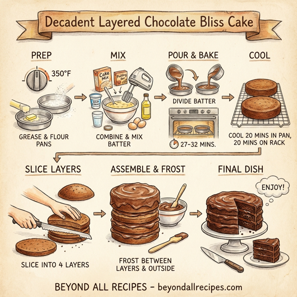 Decadent Layered Chocolate Bliss Cake instructions