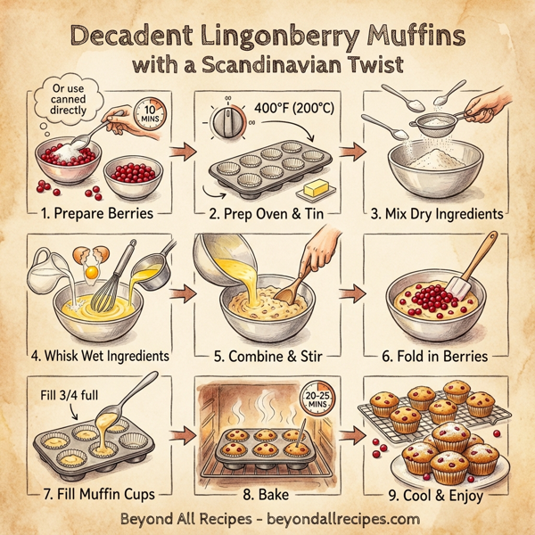 Decadent Lingonberry Muffins with a Scandinavian Twist instructions