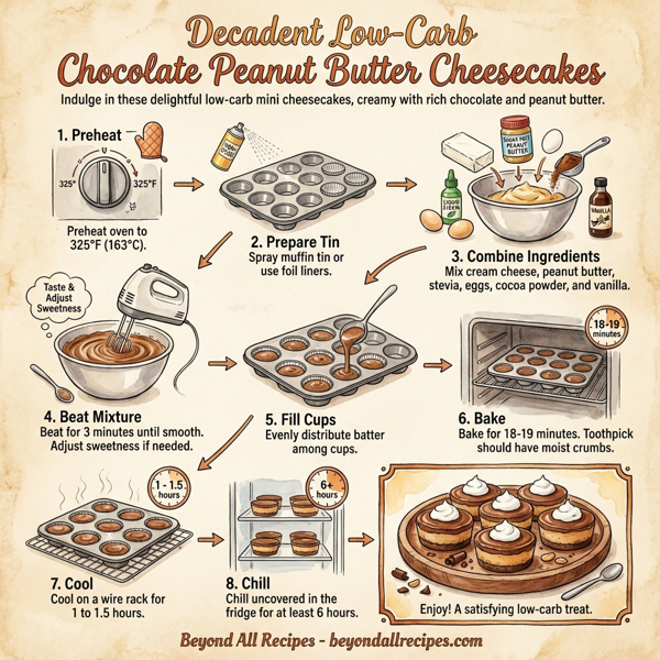 Decadent Low-Carb Chocolate Peanut Butter Cheesecakes instructions
