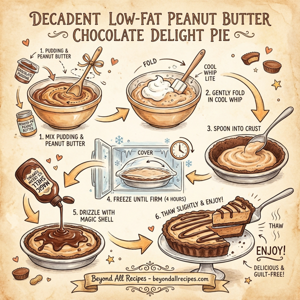 Decadent Low-Fat Peanut Butter Chocolate Delight Pie instructions
