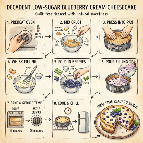 Decadent Low-Sugar Blueberry Cream Cheesecake instructions