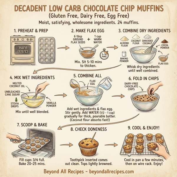 Decadent Low Carb Chocolate Chip Muffins (Gluten Free, Dairy Free, Egg Free) instructions