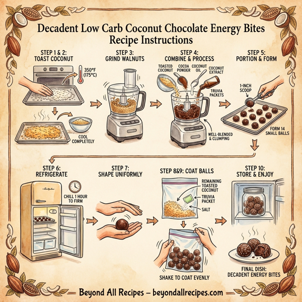 Decadent Low Carb Coconut Chocolate Energy Bites instructions