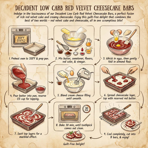 Decadent Low Carb Red Velvet Cheesecake Bars instructions