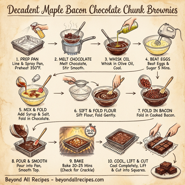 Decadent Maple Bacon Chocolate Chunk Brownies instructions