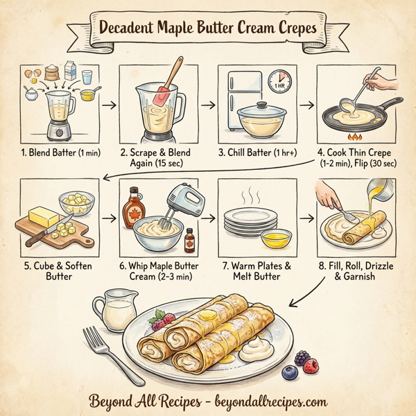 Decadent Maple Butter Cream Crepes instructions