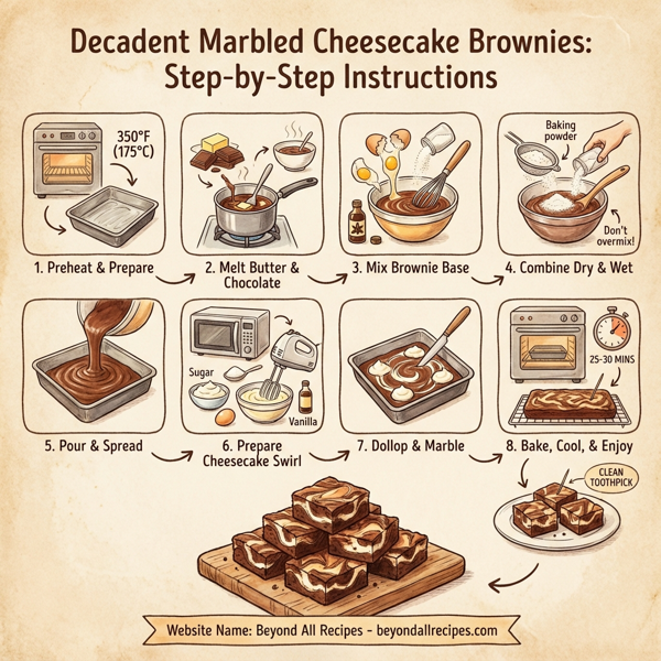 Decadent Marbled Cheesecake Brownies instructions