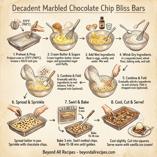 Decadent Marbled Chocolate Chip Bliss Bars instructions