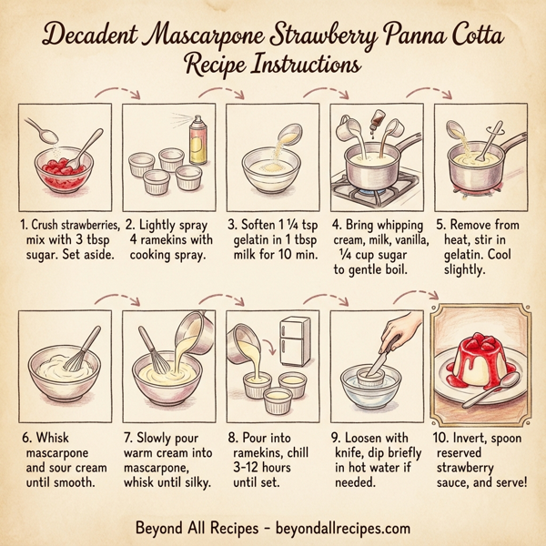 Decadent Mascarpone Strawberry Panna Cotta instructions