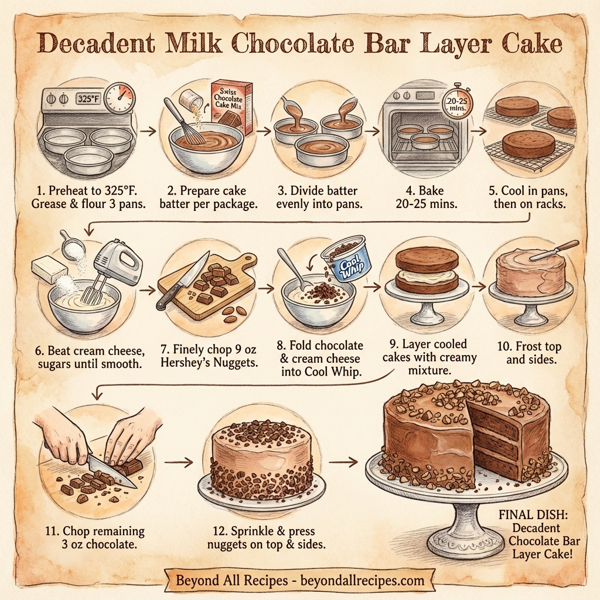 Decadent Milk Chocolate Bar Layer Cake instructions