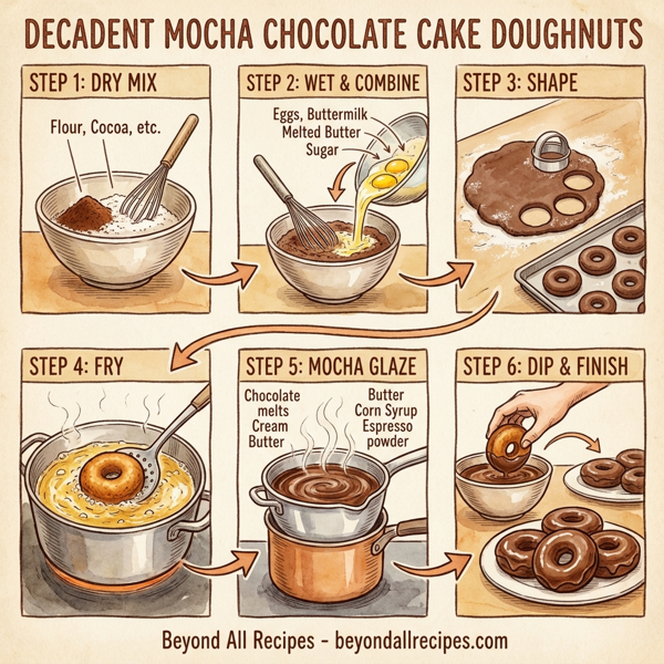 Decadent Mocha Chocolate Cake Doughnuts instructions