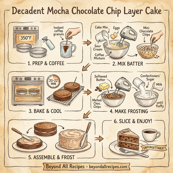 Decadent Mocha Chocolate Chip Layer Cake instructions