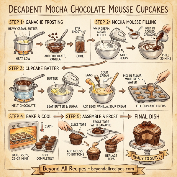 Decadent Mocha Chocolate Mousse Cupcakes instructions