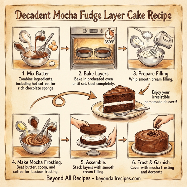 Decadent Mocha Fudge Layer Cake instructions
