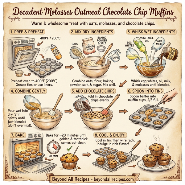 Decadent Molasses Oatmeal Chocolate Chip Muffins instructions