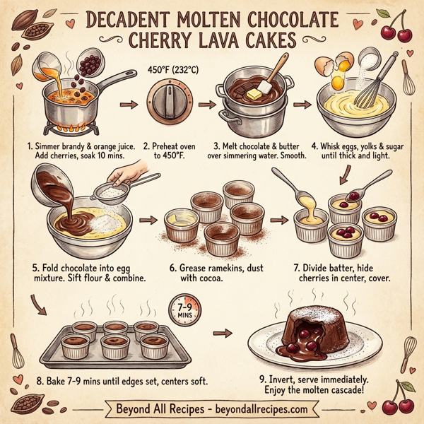 Decadent Molten Chocolate Cherry Lava Cakes instructions