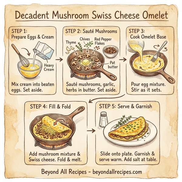 Decadent Mushroom Swiss Cheese Omelet instructions