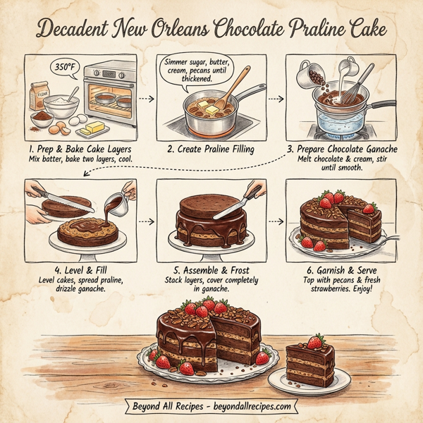 Decadent New Orleans Chocolate Praline Cake instructions