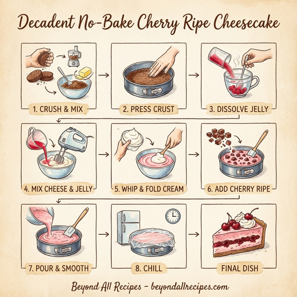 Decadent No-Bake Cherry Ripe Cheesecake instructions