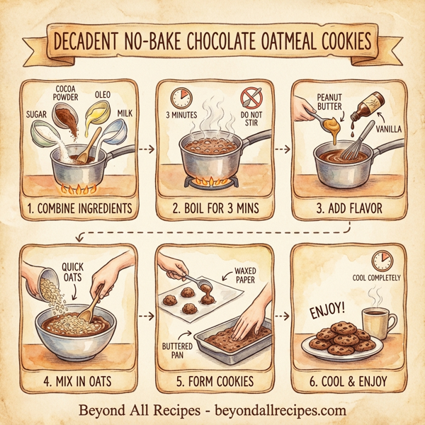 Decadent No-Bake Chocolate Oatmeal Cookies instructions