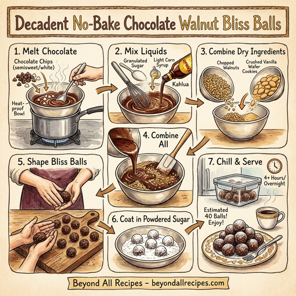 Decadent No-Bake Chocolate Walnut Bliss Balls instructions