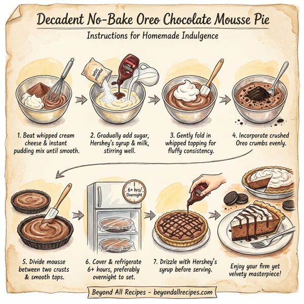 Decadent No-Bake Oreo Chocolate Mousse Pie instructions