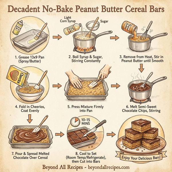 Decadent No-Bake Peanut Butter Cereal Bars instructions