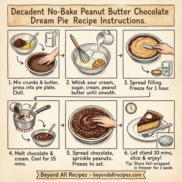 Decadent No-Bake Peanut Butter Chocolate Dream Pie instructions