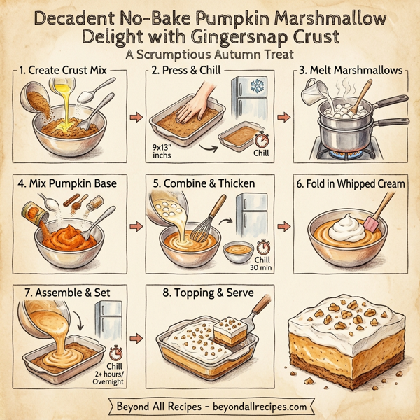 Decadent No-Bake Pumpkin Marshmallow Delight with Gingersnap Crust instructions