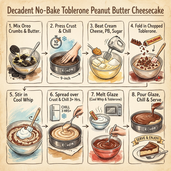 Decadent No-Bake Toblerone Peanut Butter Cheesecake instructions