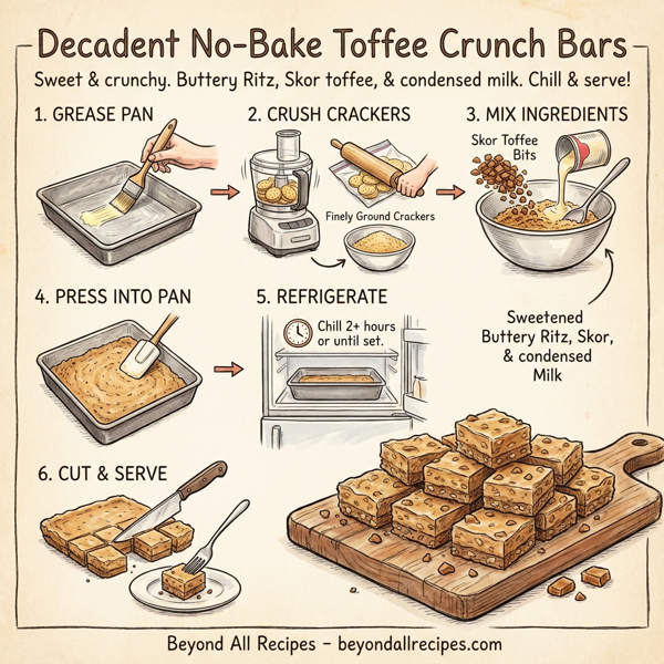 Decadent No-Bake Toffee Crunch Bars instructions