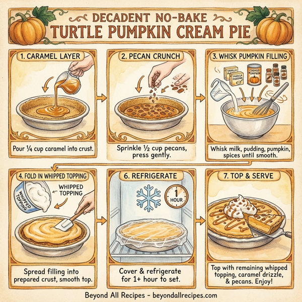 Decadent No-Bake Turtle Pumpkin Cream Pie instructions