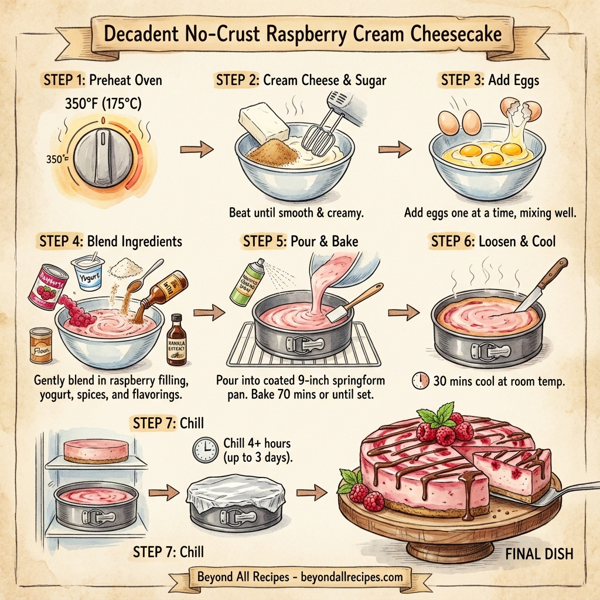 Decadent No-Crust Raspberry Cream Cheesecake instructions
