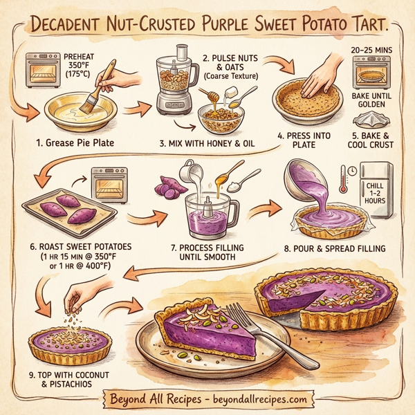Decadent Nut-Crusted Purple Sweet Potato Tart instructions