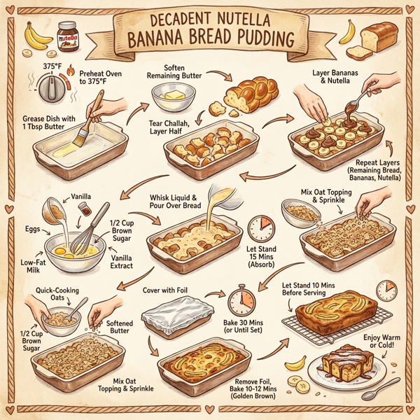 Decadent Nutella Banana Bread Pudding instructions
