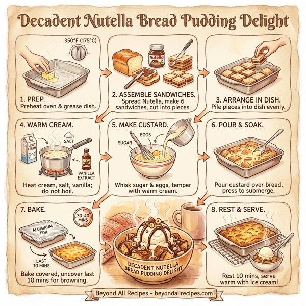 Decadent Nutella Bread Pudding Delight instructions