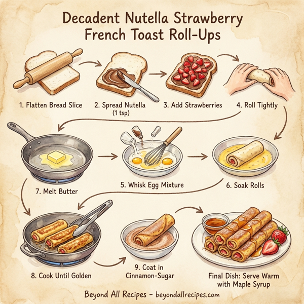 Decadent Nutella Strawberry French Toast Roll-Ups instructions