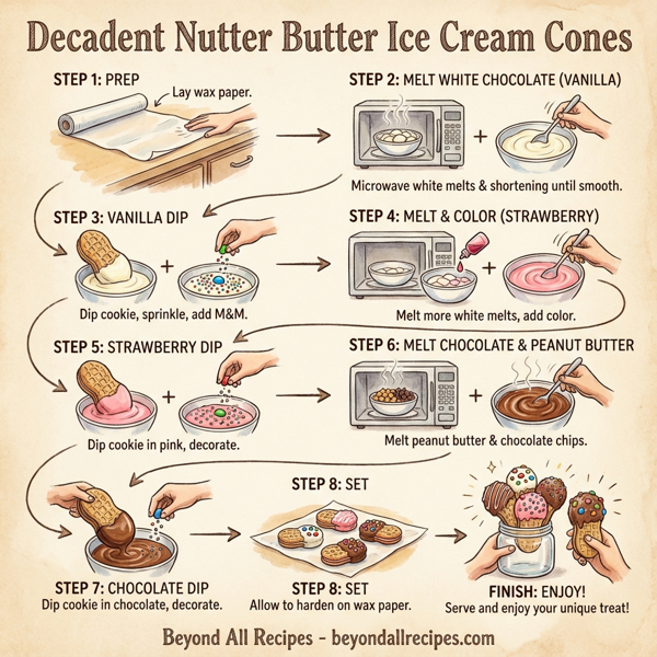 Decadent Nutter Butter Ice Cream Cones instructions