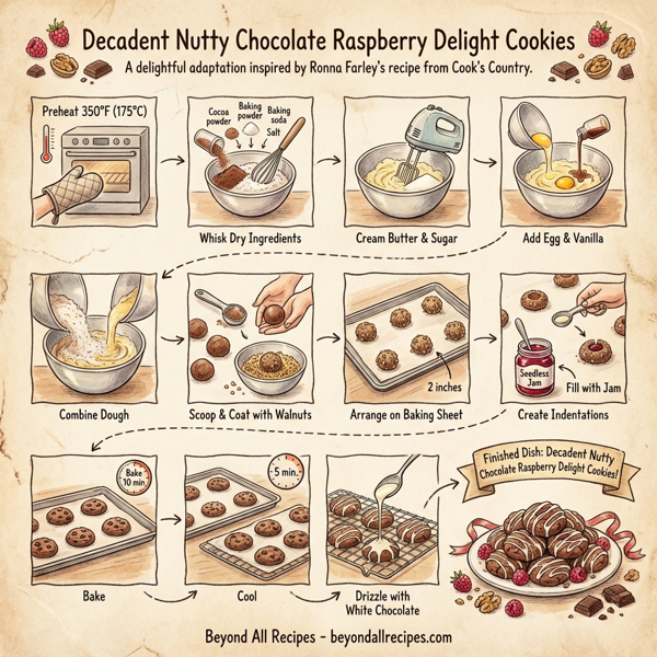 Decadent Nutty Chocolate Raspberry Delight Cookies instructions