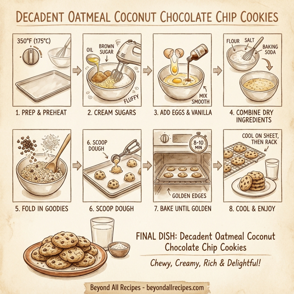 Decadent Oatmeal Coconut Chocolate Chip Cookies instructions