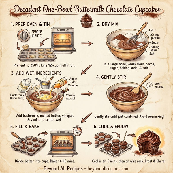 Decadent One-Bowl Buttermilk Chocolate Cupcakes instructions